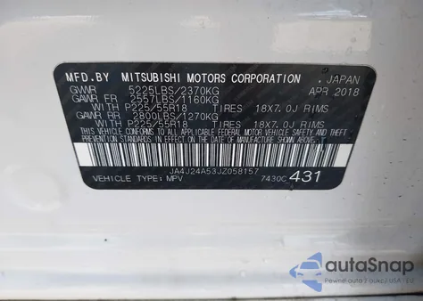 2018 Mitsubishi Outlander Phev Sel z USA, uszkodzony, nr VIN JA4J24A53JZ058157
